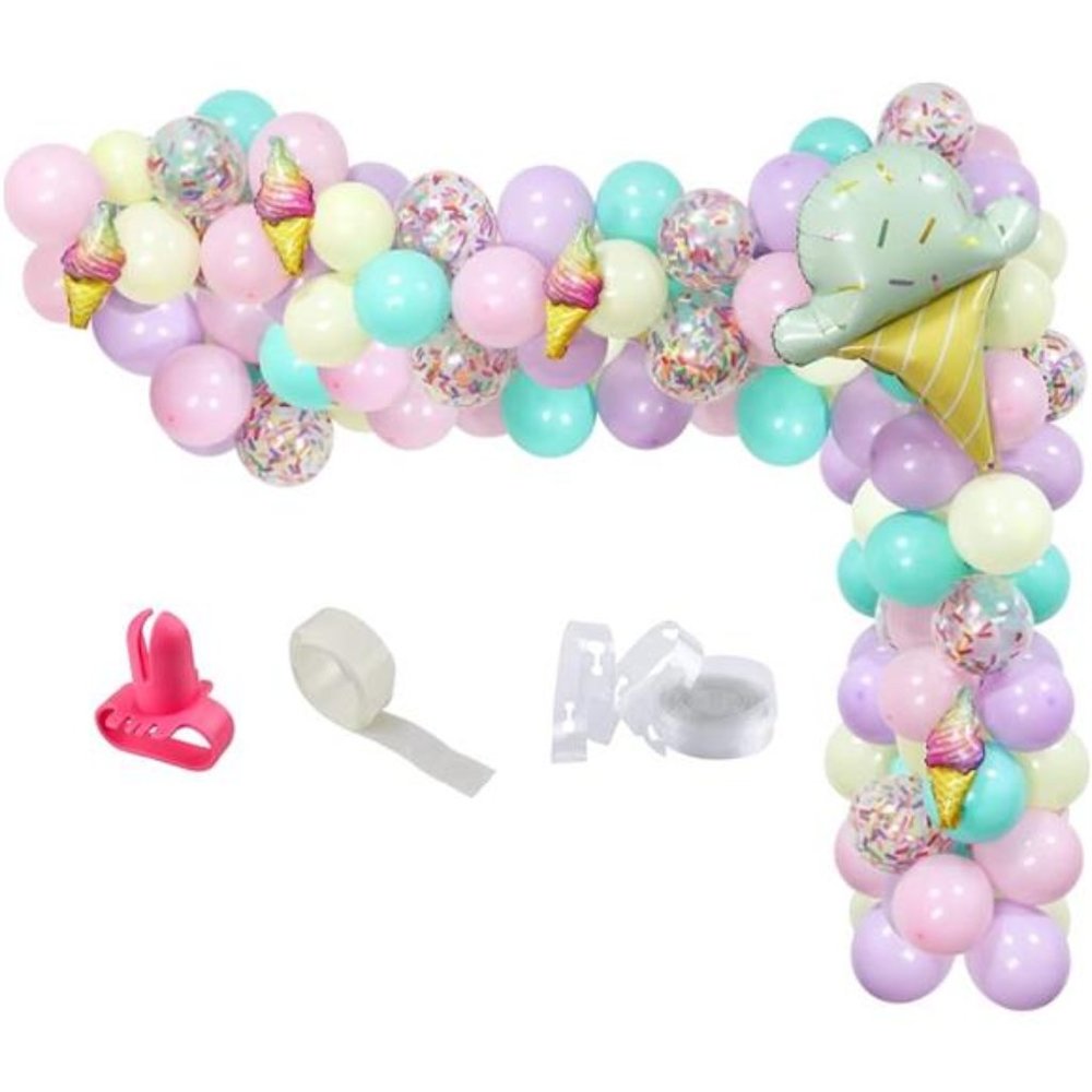 Sweet Ice Cream Party Balloon Arch Garland Pastel Macaron Popsicle Confetti Foil